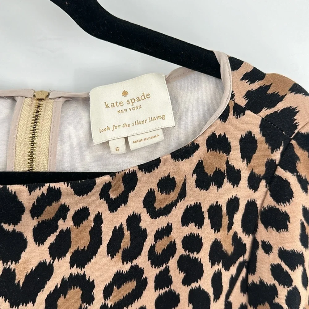 Kate Spade Fit & Flare 3/4 Sleeve Leopard Print Dress‎ 6